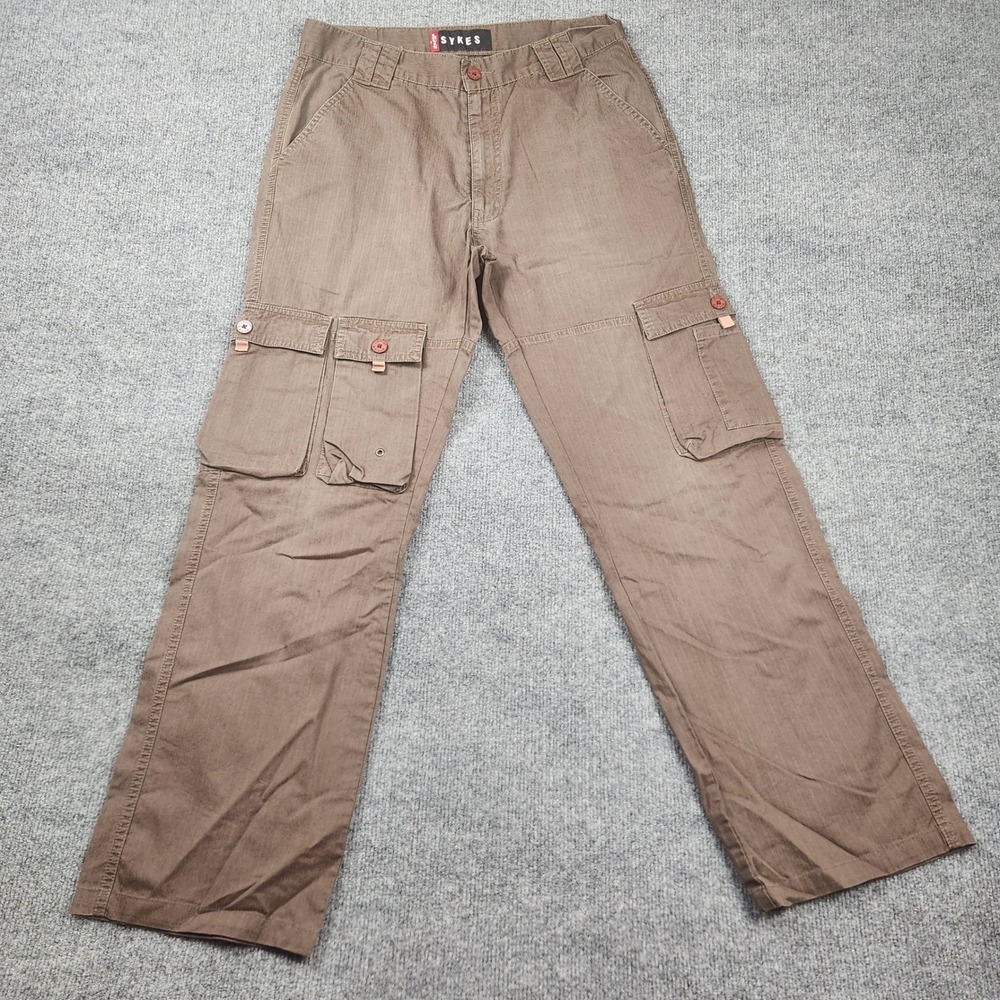 Levi Strauss Sykes Mens Brown Cargo Pants Relaxed Straight Utility‎ 32x30